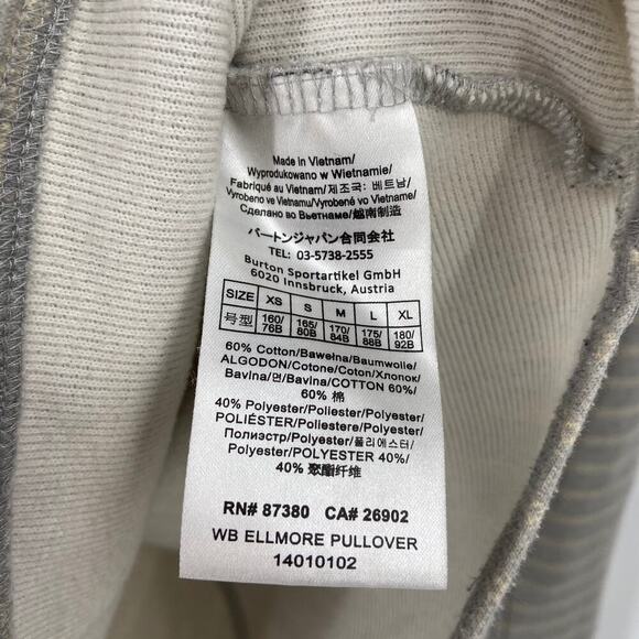 Burton Turtleneck Sweatshirt Women's Size S Gray Cream Stripe Cowl Pullover - Picture 7 of 8